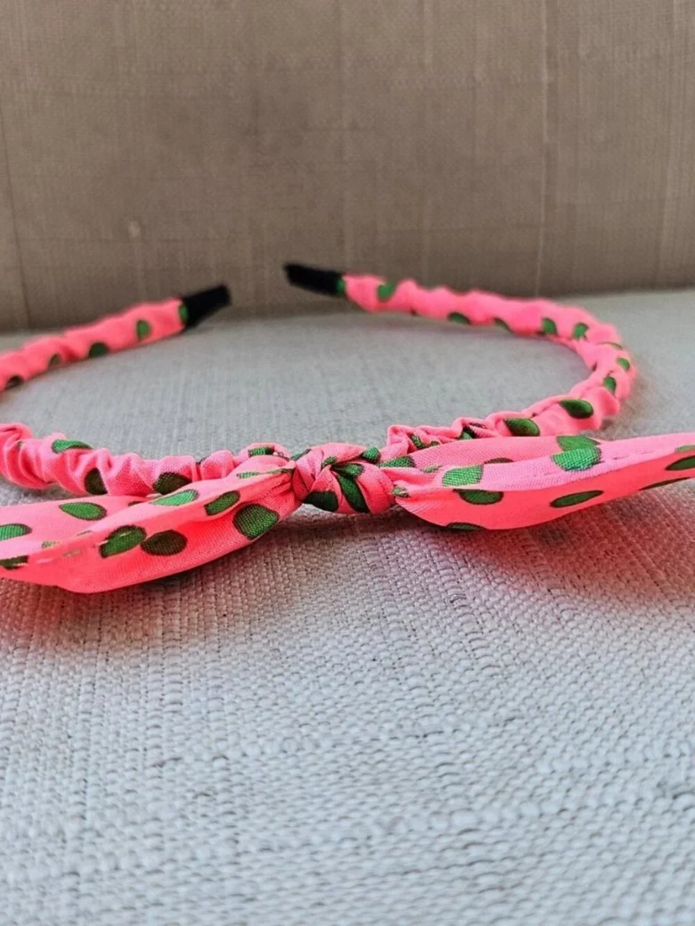 Pink Hairband Green Polka Dots Hair Accessories Hair Band Bunny Ear Shape